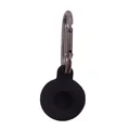 Durable black silicone protective case for Apple AirTag featuring metal carabiner hook - Black