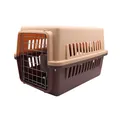 Transportín portátil bicolor para mascotas con puerta de alambre metálico resistente - 32x30x48cm / Café