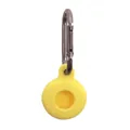 Bright yellow silicone protective case for AirTag tracker with metal carabiner clip - Yellow