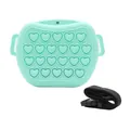 Pochette de dressage en silicone menthe pour chien avec motif cœurs pop-it et sangle réglable - Cyan
