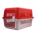 Transportín portátil para mascotas rojo y beige con puerta metálica segura para viajes - 32x30x48cm / Rojo