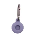 Funda protectora de silicona lavanda con mosquetón plateado para rastreador Apple AirTag - Lavanda