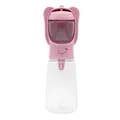 Rosa 2-in-1 tragbare Trinkflasche und Futterspender für Haustiere mit süßen Katzenohren - Klein (350ml Wasser / 80g Futter) / Rosa