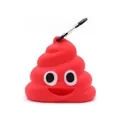 Portable red poop emoji silicone pet waste bag dispenser with metal carabiner clip - Red