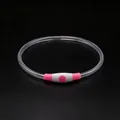 Pink LED glowing pet collar, rechargeable waterproof dog neck ring on black background - Purple