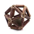 Natürliches Holz-Katzenspielzeug mit Katzenminze-Ball zur täglichen Zahnpflege - Katzenminzeball / Groß (Durchmesser 8cm) / Naturholzfarbe