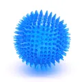 Blue TPR spiky squeaky ball for dogs, durable elastic pet toy for play and chewing. - Blue