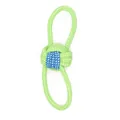 Durable green and blue braided cotton rope dog toy for chewing and dental health - Double Ear Ball