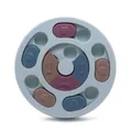 Juguete interactivo de rompecabezas para perros con compartimentos deslizantes. - Redondo / Azul