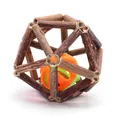 Giocattolo da masticare in legno naturale per gatti con pallina colorata con sonaglio - Palla con campanello / Grande (Diametro 8cm) / Colore legno naturale