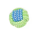 Durable woven cotton rope ball dog toy in green and blue for teeth cleaning and play - Knot Ball