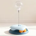 Jouet interactif bleu pour chat avec distributeur de nourriture sur ressort et circuit - Bleu sarcelle