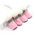 Botas de invierno rosas para perros con suelas suaves antideslizantes y reflectantes - S / Rosa