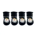 Botas de lluvia impermeables para perros de goma negra con lindo patrón de mono y correa - 2XL / Negro