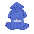 Impermeable azul para perros de cuatro patas con capucha y tira reflectante para mascotas. - S / Impermeable para mascotas / Azul