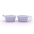 Cuenco doble plegable de silicona para mascotas con mosquetón, color lavanda - Azul claro