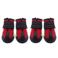 Botas rojas impermeables para perros grandes con correas de velcro y suelas antideslizantes - Estilo 1 / Paquete de 4 / Rojo