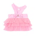 Adorable pink tiered tutu princess dress for small dogs and cats featuring a bow detail - XS / Pink