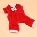 Combinaison festive rouge en peluche pour animaux avec écusson mignon pour chiens - XS / Ensemble / Combinaison Rouge