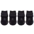 Juego de 4 zapatos negros impermeables y antideslizantes para perros grandes con correas - Estilo 1 / Paquete de 4 / Negro