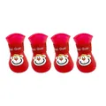 Stivaletti per cani in gomma rossa impermeabile con simpatico scimmia cartoon e velcro - Taglia S / Rosso