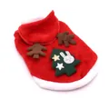 Festive red fleece Christmas pet outfit featuring reindeer antlers and tree patch detail - XS / Reindeer Tree Hoodie
