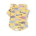 Bright yellow pet beach shirt with cartoon fish pattern for small dogs and cats. - Yellow Small Fish