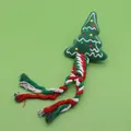 Weihnachtsbaum-Hundespielzeug aus Plüsch mit rot-grün-weißem Baumwollseil knoten - Weihnachtsbaum