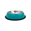 Ciotola per cani turchese in acciaio inossidabile con base in gomma antiscivolo per animali - Diametro Fondo 18CM / Ciano
