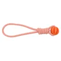 Palla per snack in gomma arancione resistente ai morsi con corda rossa e bianca per cani - Palla con Corda / Piccolo (Diametro 5cm) / Arancione