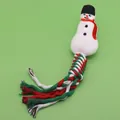 Christmas snowman plush dog squeaky toy with braided cotton rope tail for small dogs - Snowman