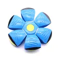 Jouet de balle de chien interactif bleu OVNI avec six pétales et centre jaune vif. - Sans Lumière / Bleu