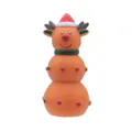 Festive orange reindeer vinyl squeaky dog toy with snowman shape and cute Santa hat - Christmas Reindeer