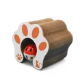 Faltbares Katzenkratzbrett aus Wellpappe mit integriertem Spielball und Glocke - Im Karton / Einzelstück
