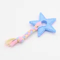Giocattolo da masticare per cani a forma di stella TPR blu con nodo in corda colorata - Striscia di Tessuto Stella con Punte - Blu