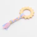 Giocattolo da masticare in TPR per cani con corda in tessuto intrecciato colorato e gioco - Striscia di Tessuto Sole - Giallo