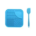 Premium blue silicone pet lick mat and matching spatula set for slow dog feeding - Lick Mat + Spatula Set / Sky Blue