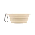 Portable beige collapsible silicone pet travel bowl with silver metal carabiner clip for dogs - Foldable Bowl (With Hook) / Yellow