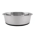 Robuster Futternapf aus Edelstahl mit rutschfestem schwarzem Gummiboden. - S / Schwarze Basis / Silber