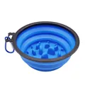 Cuenco plegable de silicona azul para perros con mosquetón para alimentación lenta - 350ml / Estilo Plegable Alimentación Lenta / Azul