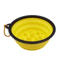 Cuenco plegable de silicona amarilla para perros con diseño antiahorro y mosquetón - 350ml / Estilo Plegable Alimentación Lenta / Amarillo
