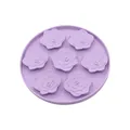 Lavender purple silicone flower-shaped slow feeder lick mat for dogs and cats anti-choking - Camellia Round Style / Purple