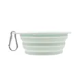Portable collapsible silicone pet bowl in mint green with metal carabiner for outdoors - Foldable Bowl (With Hook) / Green