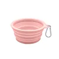 Tragbare rosa Silikon-Faltnapf für Haustiere mit Karabiner für Reisen im Freien - Rosa