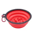 Cuenco de silicona plegable rojo para mascotas con columnas de alimentación lenta y clip - 350ml / Estilo Plegable Alimentación Lenta / Rojo