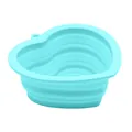 Bol de voyage pliable en silicone bleu ciel en forme de cœur pour chiens et chats - Bleu ciel
