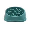 Durable teal blue plastic slow feeder dog bowl with maze pattern to prevent choking - S / Cyan