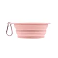 Pink collapsible silicone dog bowl with metal carabiner for portable outdoor travel - Foldable Bowl (With Hook) / Pink