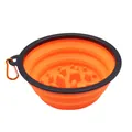 Gamelle pliable en silicone orange pour chien avec mousqueton, anti-glouton - Orange