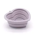 Heart-shaped collapsible silicone pet bowl in lavender, portable for outdoor use - Gray